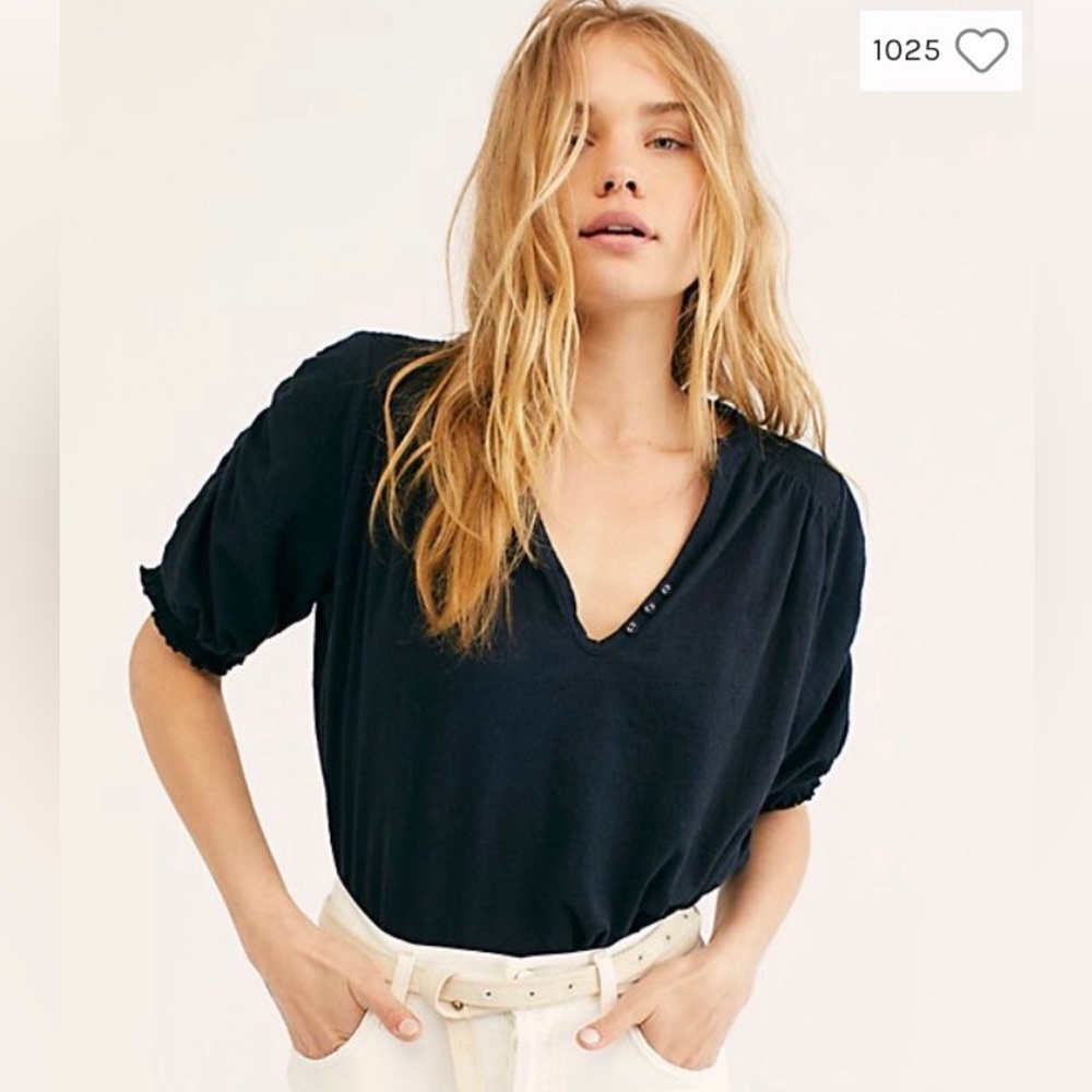 Free People Fever Dream Tee Black sz M